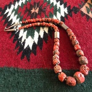 Vintage natural red coral Navajo necklace